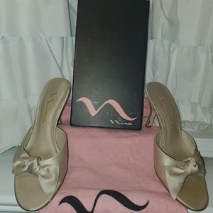 Satin slip on Nina heels